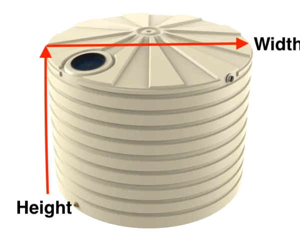 Round tank diagram with diameter and height